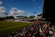 LONDON, ENGLAND - MAY 08: A general view of Lords showing the Media centre and the newly installed floodlights during day three of the 1st npower Test match between England and West Indies at Lord's on May 8, 2009 in London, England.  (Photo by Stu Forster/Getty Images)