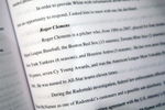 NEW YORK - DECEMBER 13:  A page mentioning All-Star pitcher Roger Clemens is seen in the report released by former Senator George J. Mitchell, the lead investigator in Major League Baseball's steroid scandal, December 13, 2007 in New York City. Mitchell was expected to name dozens of players linked to performance-enhancing substances.  (Photo by Mario Tama/Getty Images)