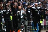 NEWCASTLE, UNITED KINGDOM - MAY 11:  Newcastle United Manager Alan Shearer celebrates his team's third goal during the Barclays Premier League match between Newcastle United and Middlesbrough at St James' Park on May 11, 2009 in Newcastle, England.  (Photo by Laurence Griffiths/Getty Images)