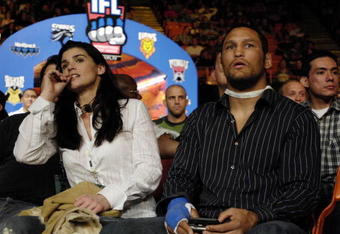 INGLEWOOD, CA - MARCH 17:  Champion fighter Dan 'Hollywood' Henderson and his cousin Danielle Lejeune attend the IFL Fight Night at The Forum on March 17, 2007 in Inglewood, California.  (Photo by Amanda Edwards/Getty Images for IFL)