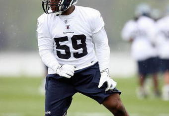 RENTON, WA - MAY 2:  Aaron Curry #59 of the Seattle Seahawks runs drills during minicamp at the Seahawks training facility on May 2, 2009 in Renton, Washington. (Photo by Otto Greule Jr/Getty Images) 