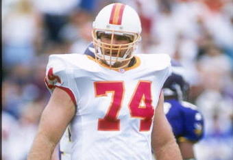 13 Oct 1996:  Offensive lineman Paul Gruber of the Tampa Bay Buccaneers looks on during a game against the Minnesota Vikings at Houlihan''s Stadium in Tampa, Florida.  The Buccaneers won the game, 24-13. Mandatory Credit: Scott Halleran  /Allsport