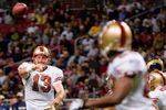 ST. LOUIS, MO - DECEMBER 21:  Shaun Hill #13 of the San Francisco 49ers passes during the game against the St. Louis Rams at the Edward Jones Dome on December 21, 2008 in St. Louis, Missouri. The 49ers won 17-16. (Photo by Dilip Vishwanat/Getty Images) 