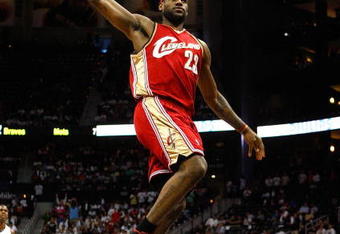 ATLANTA - MAY 11:  LeBron James #23 of the Cleveland Cavaliers goes up for a dunk against the Atlanta Hawks during Game Four of the Eastern Conference Semifinals during the 2009 NBA Playoffs at Philips Arena on May 11, 2009 in Atlanta, Georgia.  NOTE TO USER: User expressly acknowledges and agrees that, by downloading and/or using this Photograph, user is consenting to the terms and conditions of the Getty Images License Agreement.  (Photo by Andy Lyons/Getty Images)