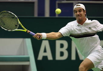 ROTTERDAM, NETHERLANDS - FEBRUARY 10:  Richard Gasquet of France plays a forehand during his match against Paul-Henri Mathieu of France during day two of the ABN AMRO World Tennis Tournament at the Ahoy Centre Rotterdam on February 10, 2009 in Rotterdam, Netherlands.  (Photo by Hamish Blair/Getty Images)