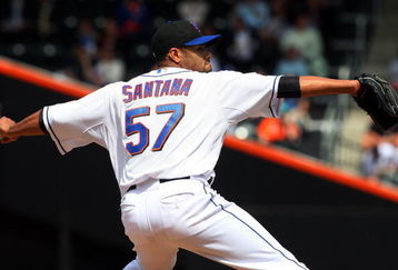 NEW YORK - APRIL 29:  Johan Santana #57 of the New York Mets delivers a pitch against the Florida Marlins on April 29, 2009 at Citi Field in the Flushing neighborhood of the Queens borough of New York City. The Marlins defeated the Mets 4-3.  (Photo by Jim McIsaac/Getty Images)