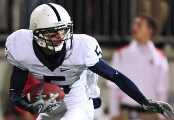 COLUMBUS, OH - OCTOBER 25: Wide receiver Graham Zug #5 of the Penn State Nittany Lions runs with the ball against the Ohio State Buckeyes on October 25, 2008 at Ohio Stadium in Columbus, Ohio.  (Photo by Jamie Sabau/Getty Images)