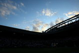 LONDON - JUNE 28:  The evening sky and dark court as Rafael Nadal of Spain plays the men's singles round three match against Nicolas Kiefer of Germany on day six of the Wimbledon Lawn Tennis Championships at the All England Lawn Tennis and Croquet Club on June 28, 2008 in London, England.  (Photo by Ryan Pierse/Getty Images)