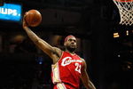 ATLANTA - MAY 11:  LeBron James #23 of the Cleveland Cavaliers goes up for a dunk against the Atlanta Hawks during Game Four of the Eastern Conference Semifinals during the 2009 NBA Playoffs at Philips Arena on May 11, 2009 in Atlanta, Georgia.  NOTE TO USER: User expressly acknowledges and agrees that, by downloading and/or using this Photograph, user is consenting to the terms and conditions of the Getty Images License Agreement.  (Photo by Andy Lyons/Getty Images)
