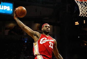 ATLANTA - MAY 11:  LeBron James #23 of the Cleveland Cavaliers goes up for a dunk against the Atlanta Hawks during Game Four of the Eastern Conference Semifinals during the 2009 NBA Playoffs at Philips Arena on May 11, 2009 in Atlanta, Georgia.  NOTE TO USER: User expressly acknowledges and agrees that, by downloading and/or using this Photograph, user is consenting to the terms and conditions of the Getty Images License Agreement.  (Photo by Andy Lyons/Getty Images)