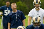 EARTH CITY, MO - MAY 2: Head coach Steve Spagnuolo of the St. Louis Rams watches his team during a mini camp on May 2, 2009 at the Russell Training Center in Earth City, Missouri.  (Dilip Vishwanat/Getty Images)