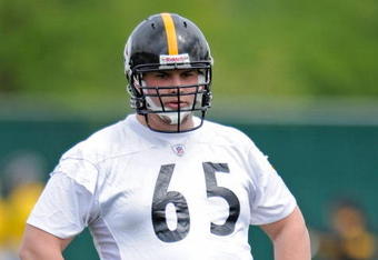 PITTSBURGH - MAY 01:  Kraig Urbik #65 of the Pittsburgh Steelers looks on during rookie training camp at the Pittsburgh Steelers Practice Facility on May 1, 2009 in Pittsburgh, Pennsylvania.  (Photo by Joe Sargent/Getty Images)