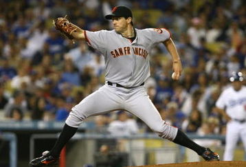 LOS ANGELES, CA - MAY 08:  Barry Zito #75 of the San Francisco Giants throws a pitch against the Los Angeles Dodgers at Dodger Stadium on May 8, 2009 in Los Angeles, California.  (Photo by Jeff Gross/Getty Images)