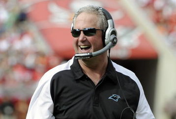 TAMPA, FL -  DECEMBER 30: Coach John Fox of the Carolina Panthers smiles after a touchdown against the Tampa Bay Buccaneers at Raymond James Stadium December 30, 2007 in Tampa, Florida.   The Panthers won 31 - 23. (Photo by Al Messerschmidt/Getty Images)