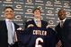 LAKE FOREST, IL - APRIL 3:  Chicago Bears general manager Jerry Angelo, quarterback Jay Cutler and head coach Lovie Smith are all smiles after introducing Cutler as their new quarterback during a press conference on April 3, 2009 at Halas Hall in Lake Forest, Illinois. (Photo by Jim Prisching/Getty Images)