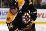 BOSTON - APRIL 16:  Aaron Ward #44 of the Boston Bruins takes a shot against the Montreal Canadiens during Game 1 of the Eastern Conference quarterfinals of the 2009 Stanley Cup playoffs on April 16, 2009 at the TD Banknorth Garden in Boston, Massachusetts. The Bruins defeated the Canadiens 4-2.  (Photo by Elsa/Getty Images)
