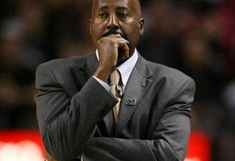 MIAMI - MAY 01:  Head coach Mike Woodson of the Atlanta Hawks watches his team face the Miami Heat during Game Six of the Eastern Conference Quarterfinals at American Airlines Arena on May 1, 2009 in Miami, Florida. The Heat defeated the Hawks 98-72. NOTE TO USER: User expressly acknowledges and agrees that, by downloading and/or using this Photograph, user is consenting to the terms and conditions of the Getty Images License Agreement.  (Photo by Doug Benc/Getty Images)