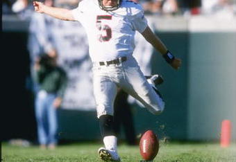 22 Dec 1996:  Kicker Morten Andersen of the Atlanta Falcons kicks the ball during a game against the Jacksonville Jaguars at the Jacksonville Municipal Stadium in Jacksonville, Florida.  The Jaguars won the game, 19-17. Mandatory Credit: Andy Lyons  /Alls