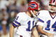 TAMPA, FL - JANUARY 27:  Kicker Scott Norwood #11 and  quarterback Frank Reich #14 of the Buffalo Bills walk n the field during Super Bowl XXV against the New York Giants at Tampa Stadium on January 27, 1991 in Tampa, Florida.  The Giants won 20-19.  (Photo by George Rose/Getty Images)