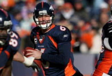 DENVER - DECEMBER 21:  Quarterback Jay Cutler #6 of the Denver Broncos drops back to pass against the Buffalo Bills during NFL action at Invesco Field at Mile High on December 21, 2008 in Denver, Colorado.  (Photo by Doug Pensinger/Getty Images)