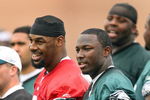 PHILADELPHIA - MAY 1: Quarterback Donovan McNabb #5 (L) stands  on the sideline with second round draft pick running back LeSean McCoy #29 of the Philadelphia Eagles during minicamp at the NovaCare Complex on May 1, 2009 in Philadelphia, Pennsylvania. (Photo by Hunter Martin/Getty Images)