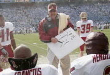 CHAPEL HILL, NC - NOVEMBER 5:  Defensive coordinator Frank Spaziani of the Boston College Eagles talks to players on the sideline against the North Carolina Tar Heels at Kenan Stadium on November 5, 2005 in Chapel Hill, North Carolina. North Carolina won 16-14.  (Photo By Grant Halverson/Getty Images)