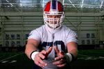 ORCHARD PARK, NY - MAY 01:  Eric Wood #70, 2009 first round draft pick of the Buffalo Bills poses during Buffalo Bills Minicamp  at the Buffalo Bills Fieldhouse on May 1, 2009 in Orchard Park, New York.  (Photo by Rick Stewart/Getty Images)