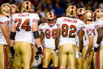 ST. LOUIS, MO - DECEMBER 21:  Isaac Bruce #88 of the San Francisco 49ers stands in the huddle during the game against the St. Louis Rams at the Edward Jones Dome on December 21, 2008 in St. Louis, Missouri. The 49ers won 17-16. (Photo by Dilip Vishwanat/Getty Images) 