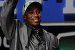 NEW YORK - APRIL 25:  Seattle Seahawks draft pick Aaron Curry poses with his new jersey at Radio City Music Hall for the 2009 NFL Draft on April 25, 2009 in New York City  (Photo by Jeff Zelevansky/Getty Images)