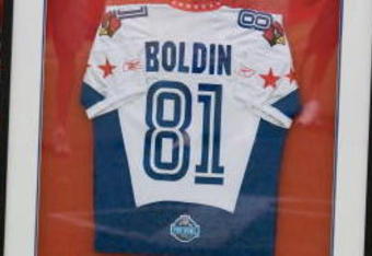 TEMPE, AZ - MAY 2 :  Anquan Boldin #81 of the Arizona Cardinals is presented with his 2009 Pro Bowl jersey during a team minicamp at the team training facility on May 2, 2009 in Tempe, Arizona.  (Photo by Jonathan Willey/Getty Images)