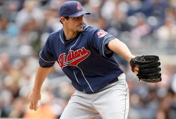 NEW YORK - APRIL 19:  Carl Pavano #44 of the Cleveland Indians pitches against the New York Yankees at Yankee Stadium on April 19, 2009 in the Bronx borough of New York City.  (Photo by Ezra Shaw/Getty Images)