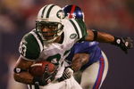EAST RUTHERFORD, NJ - AUGUST 25: Chansi Stuckey #83 of the New York Jets makes a break against the New York Giants during their preseason game on August 25, 2007 at Giants Stadium in East Rutherford, New Jersey.  (Photo by Chris McGrath/Getty Images)