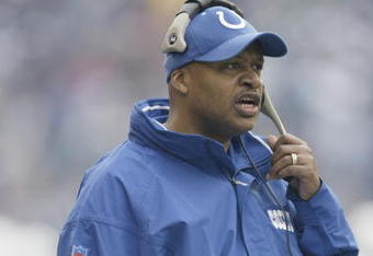 SEATTLE - DECEMBER 24:  Assistant head coach Jim Caldwell of the Indianapolis Colts looks on against the Seattle Seahawks at Qwest Field on December 24, 2005 in Seattle, Washington. The Seahawks defeated the Colts 28-13.  (Photo by Otto Greule Jr/Getty Images)