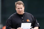 BEREA, OH - MAY 02:  Head coach Eric Mangini of the Cleveland Browns looks on  during rookie mini camp at the Cleveland Browns Training and Administrative Complex on May 2, 2009 in Berea, Ohio.  (Photo by Gregory Shamus/Getty Images)