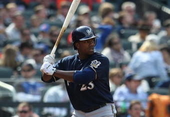NEW YORK - APRIL 19:  Rickie Weeks #23 of the Milwaukee Brewers at bat against the New York Mets at Citi Field on April 19, 2009 in the Flushing neighborhood of the Queens borough of New York City.  (Photo by Nick Laham/Getty Images)