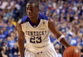 LEXINGTON, KY - FEBRUARY 21:  Jodie Meeks #23 of the Kentucky Wildcats dribbles the ball during the SEC game against the Tennessee Volunteers at Rupp Arena on February 21, 2009 in Lexington, Kentucky.  (Photo by Andy Lyons/Getty Images)
