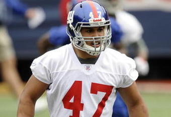 EAST RUTHERFORD, NJ - MAY 09:  Travis Beckum #47 of the New York Giants works out at rookie camp on May 9, 2009 in East Rutherford, New Jersey.  (Photo by Jeff Zelevansky/Getty Images)