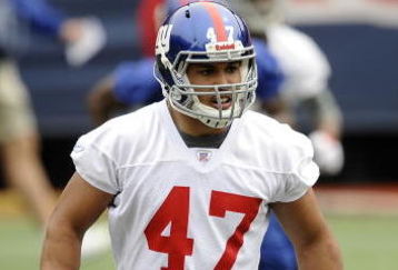 EAST RUTHERFORD, NJ - MAY 09:  Travis Beckum #47 of the New York Giants works out at rookie camp on May 9, 2009 in East Rutherford, New Jersey.  (Photo by Jeff Zelevansky/Getty Images)