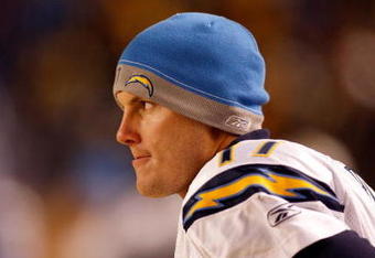 PITTSBURGH - JANUARY 11:  Philip Rivers #17 of the San Diego Chargers looks on from the sidelines against the Pittsburgh Steelers during their AFC Divisional Playoff Game on January 11, 2009 at Heinz Field in Pittsburgh, Pennsylvania. Steelers won 35-24. (Photo by Chris Graythen/Getty Images)
