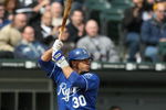 CHICAGO - APRIL 09:  Mike Aviles #30 of the Kansas City Roayls bats against the Chicago White Sox at U.S. Cellular Field on April 9, 2009 in Chicago, Illinois. The Royals won 2-1.  (Photo by Jonathan Daniel/Getty Images)