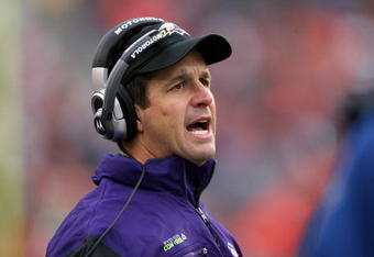 CINCINNATI - NOVEMBER 30:  Head Coach John Harbaugh of the Baltimore Ravens looks on during their NFL game against the Cincinnati Bengals on November 30, 2008 at Paul Brown Stadium in Cincinnati, Ohio. The Ravens defeated the Bengals 34-3.(Photo by Andy Lyons/Getty Images)