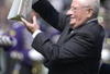 9 Sep 2001: Art Modell, owner of the Baltimore Ravens presents the superbowl trophy to the crowd during pre-game festivities at the game against the Chicago Bears at PSINet Stadium in Baltimore, Maryland.  The Ravens won 17-6. DIGITAL IMAGE. Mandatory Credit: Doug Pensinger/Allsport