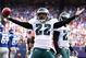 EAST RUTHERFORD, NJ - JANUARY 11:  Asante Samuel #22 of the Philadelphia Eagles celebrates after intercepting a ball against the New York Giants during the NFC Divisional Playoff Game on January 11, 2009 at Giants Stadium in East Rutherford, New Jersey.  (Photo by Al Bello/Getty Images)