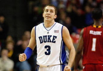 ATLANTA - MARCH 14:  Greg Paulus #3 of the Duke Blue Devils walks upcourt against the Maryland Terrapins during the semifinals of the 2009 ACC Men's Basketball Tournament on March 14, 2009 at the Georgia Dome in Atlanta, Georgia.  (Photo by Kevin C. Cox/Getty Images)