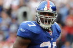 EAST RUTHERFORD, NJ - OCTOBER 05:  Brandon Jacobs #27 of the New York Giants celebrates after scoring a touchdown in the first quarter against the Seattle Seahawks on October 5, 2008 at Giants Stadium in East Rutherford, New Jersey.  (Photo by Al Bello/Getty Images)