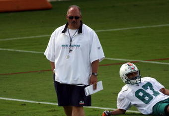 DAVIE, FL - MAY 02:  Head coach Tony Sparano of the Miami Dolphins watches his team during mini camp on May 2, 2009 at the Miami Dolphins Training facility in Davie, Florida.  (Photo by Marc Serota/Getty Images)