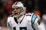 CHICAGO - JANUARY 15:  Quarterback Jake Delhomme #17 of the Carolina Panthers celebrates a touchdown agaisnt the Chicago Bears in the NFC Divisional playoff game at Soldier Field on January 15, 2006 in Chicago, Illinois.  (Photo by Nick Laham/Getty Images)