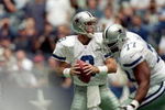 29 Oct 2000: Quarterback Troy Aikman #8 of the Dallas Cowboys looks to pass the ball during the game against the Jacksonville Jaguars at the Texas Stadium in Irving, Texas. The Jaguars defeated the Cowboys 23-17.Mandatory Credit: Ronald Martinez  /Allsport
