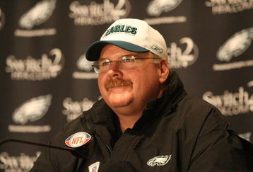 PHILADELPHIA - MAY 1: Head coach Andy Reid of the Philadelphia Eagles speaks at a press conference during minicamp at the NovaCare Complex on May 1, 2009 in Philadelphia, Pennsylvania. (Photo by Hunter Martin/Getty Images)