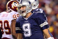 LANDOVER, MD - NOVEMBER 16:  Tony Romo #9 of the Dallas Cowboys in action against the Washington Redskins on November 16, 2008 at FedEx Field in Landover, Maryland.  (Photo by Jim McIsaac/Getty Images)